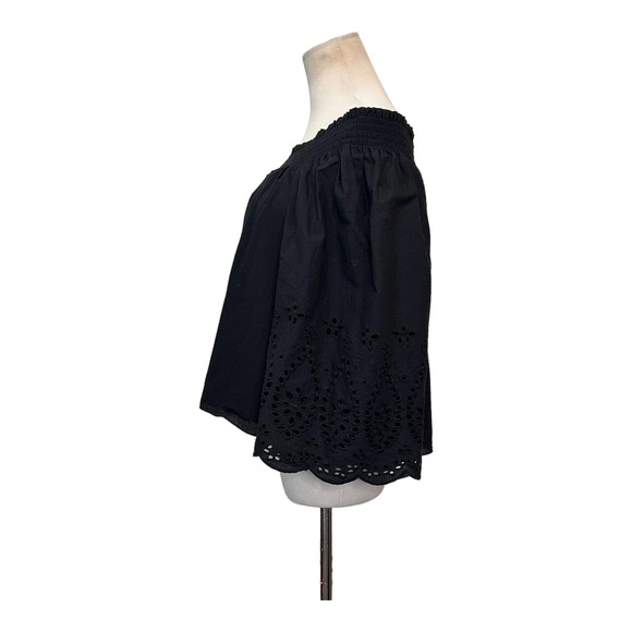Whimsy + Row black off shoulder 3/4 sleeves boho blouse size Small - Picture 9 of 14